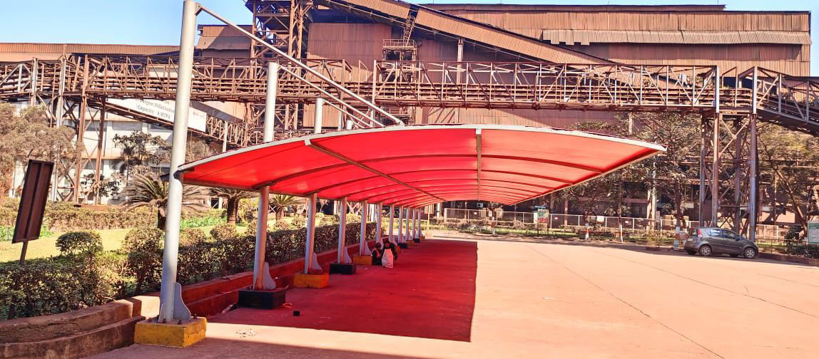 Tensile membrane roofing installation